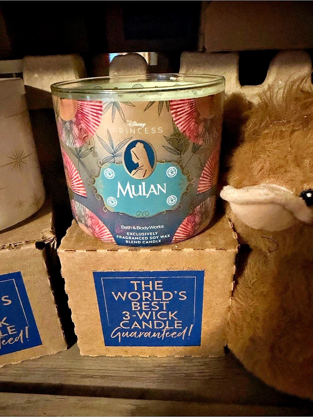 Disney Mulan 3-Wick Candle Blue & Pink NWT